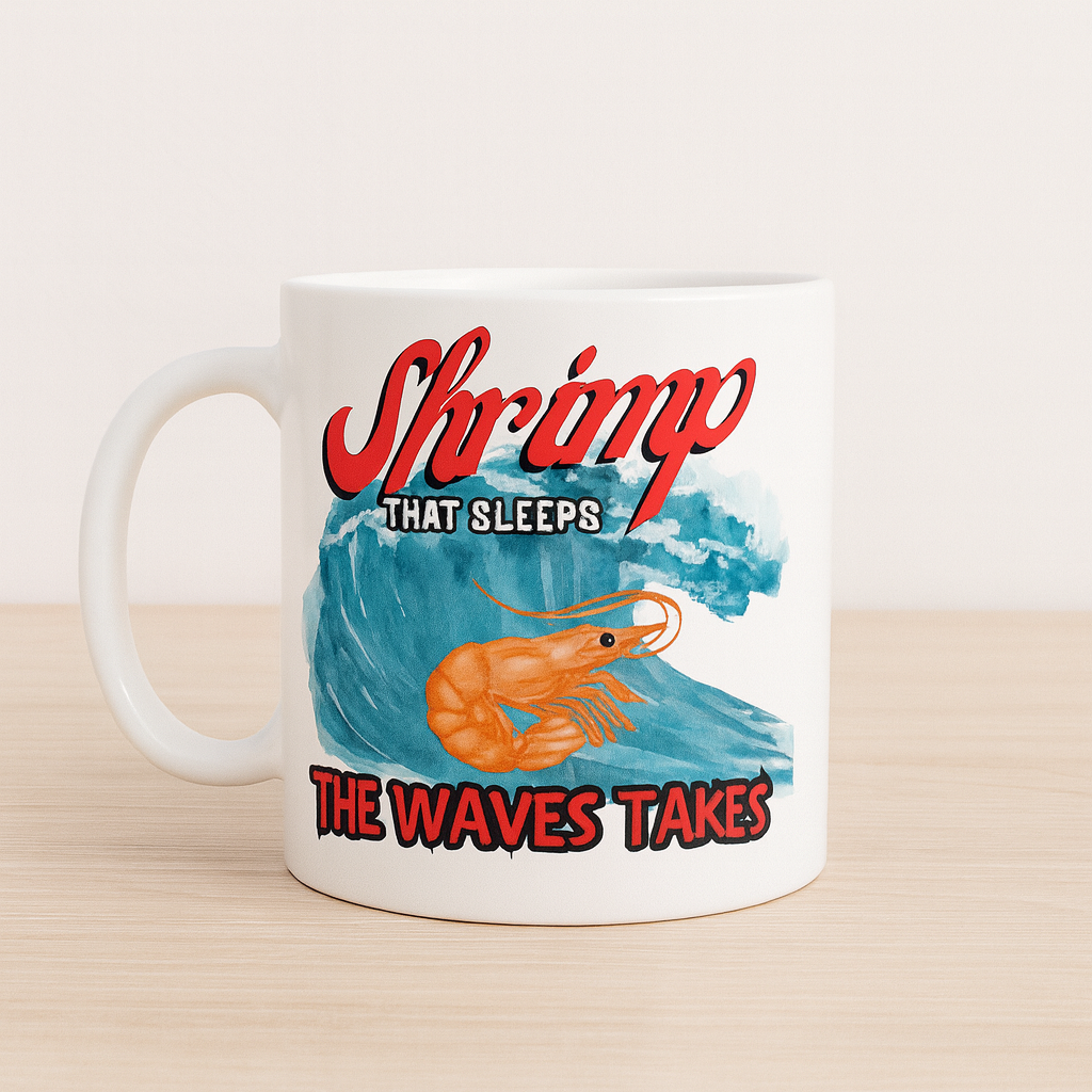 MUG 11 OZ Shrimp That Sleeps, the Waves Takes