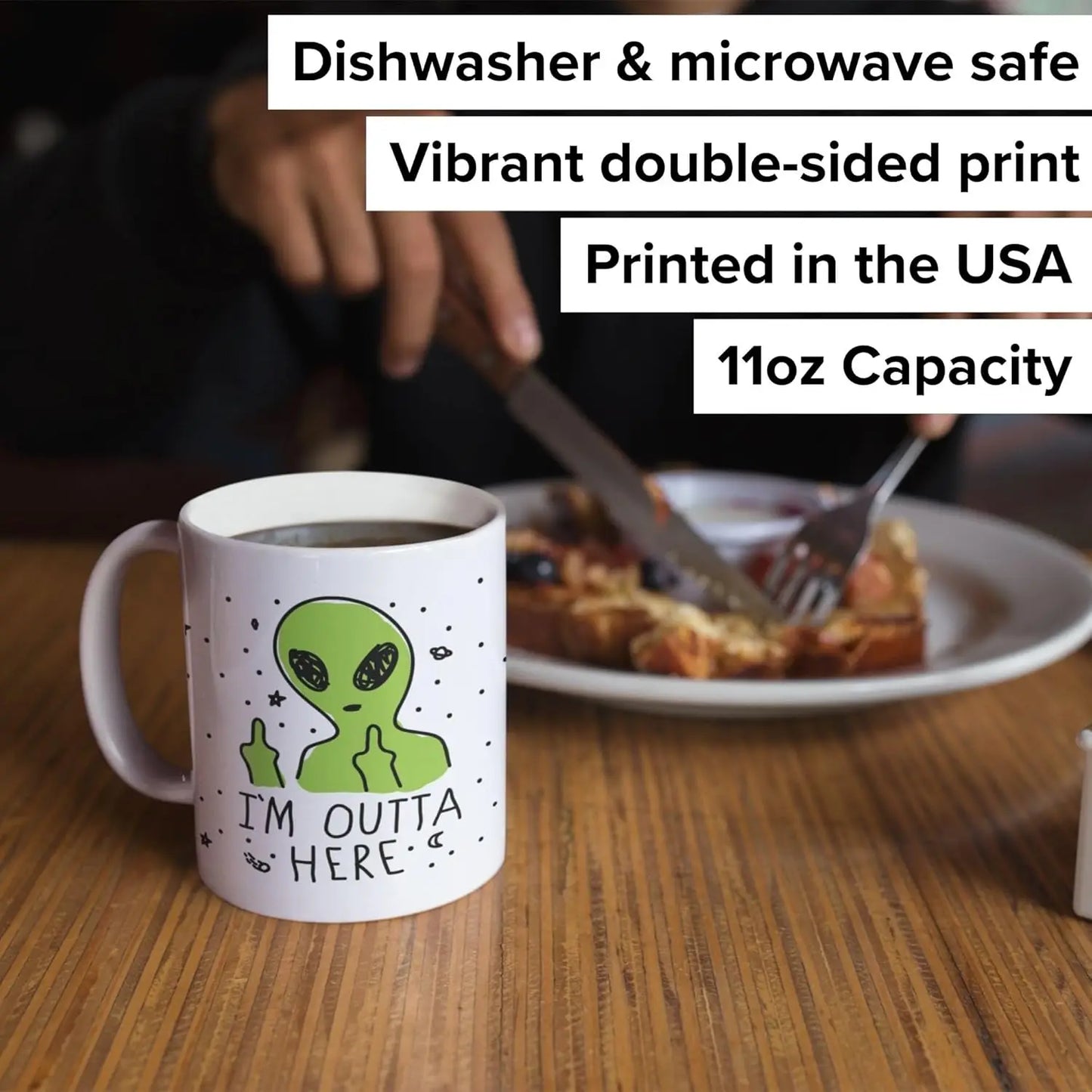 Alien Coffe Mug Funny Coffee Mugs Adult Humor Double Sided Print Ceramic Coffee Cups as Space Gifts Breakfast drinking water cup