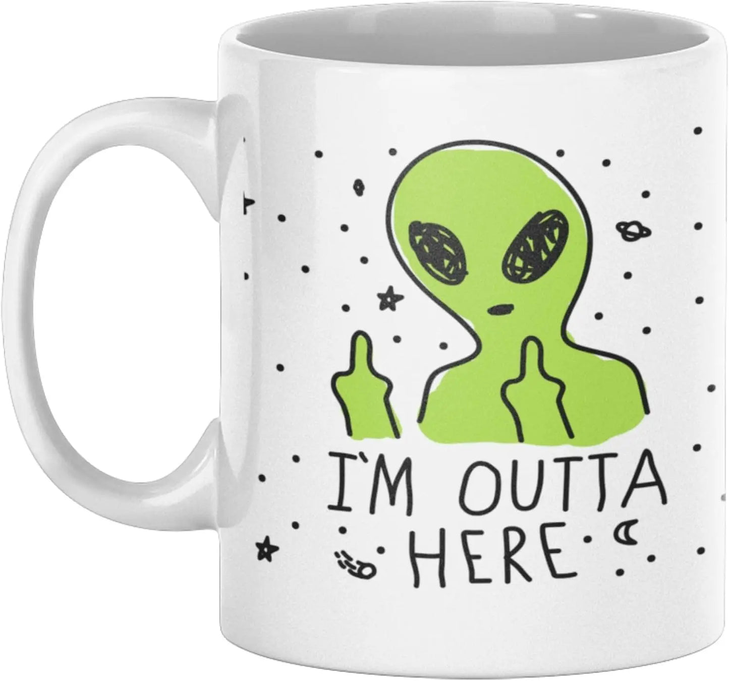 Alien Coffe Mug Funny Coffee Mugs Adult Humor Double Sided Print Ceramic Coffee Cups as Space Gifts Breakfast drinking water cup