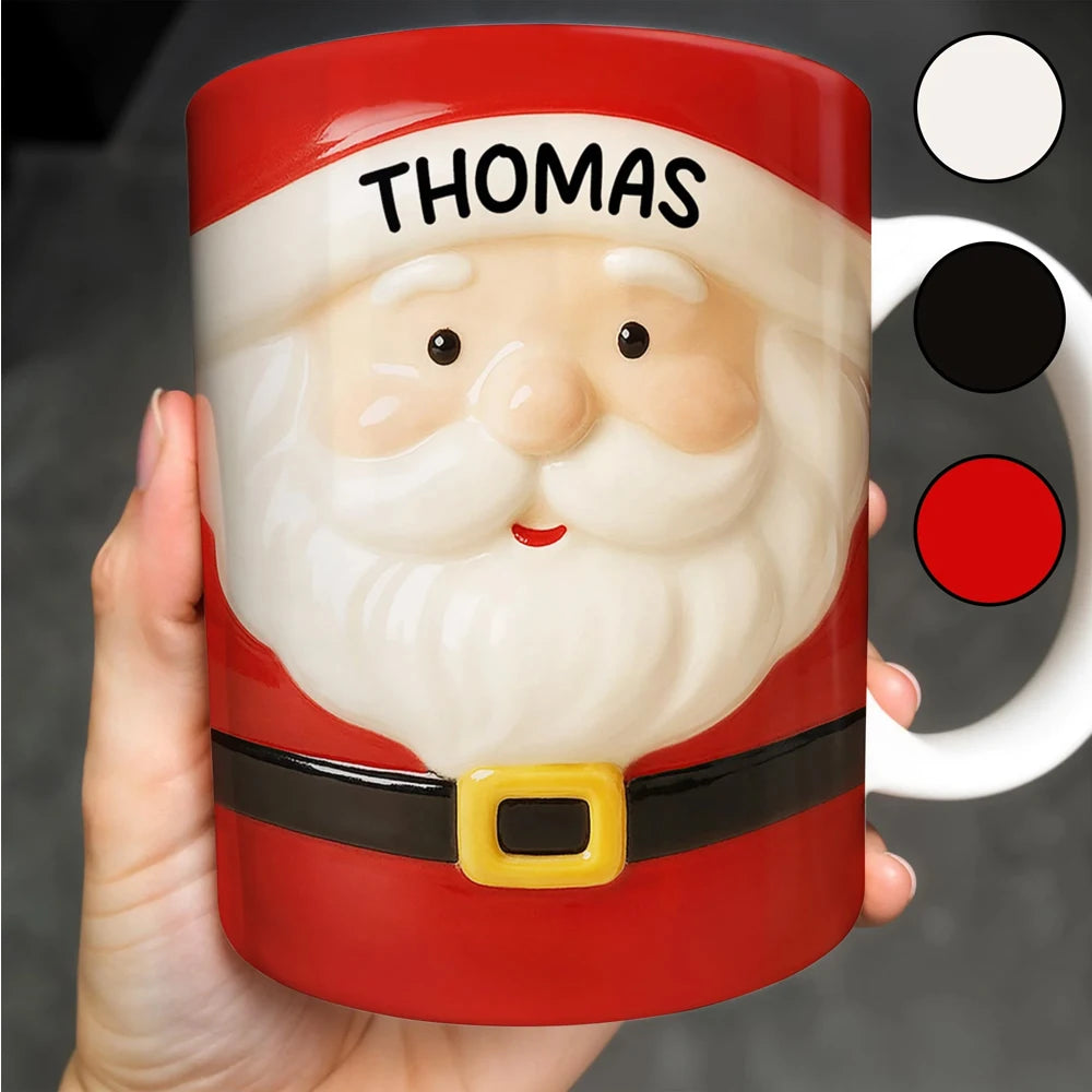 Personalized Christmas Ceramic Mug - Santa Penguin Snowman Design with Name Engraving, 12oz Eco-Friendly Coffee Cup